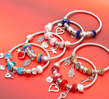 Pulsera para Parejas con Colgante de Arcoíris Vintage DIY