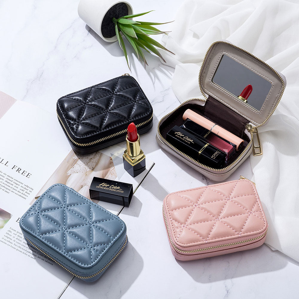 Bolso Elegante de Cuero para Auriculares con Mini Monedero Cosmético