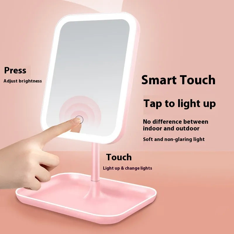 Espejo de Maquillaje LED Portátil Inteligente con Luz