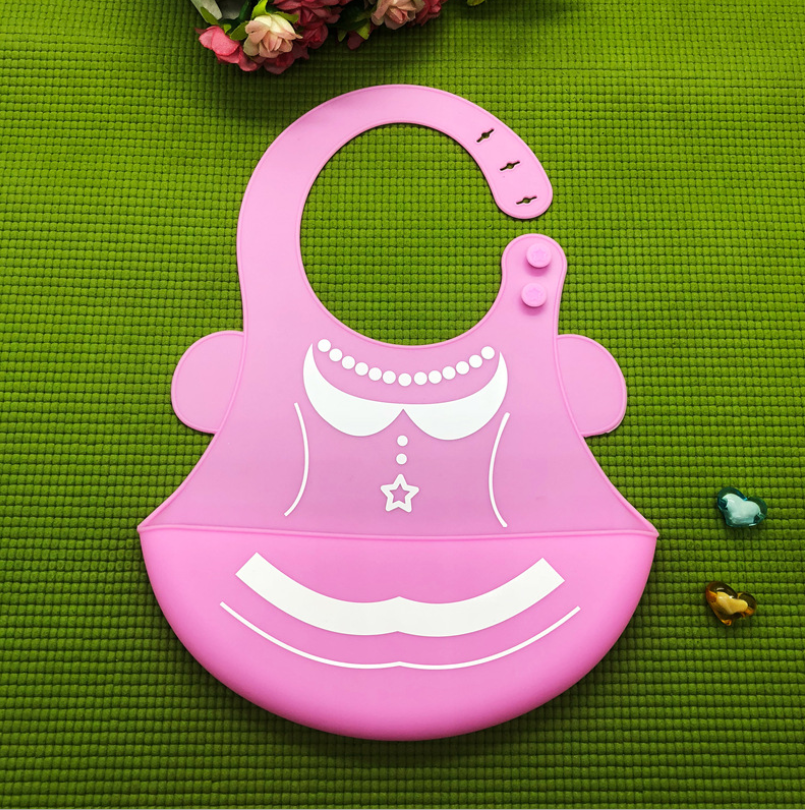 Baberos de Silicona Impermeables y Ajustables con Dibujos Animados para Niños