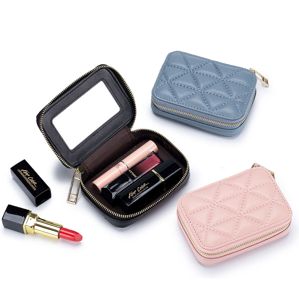 Bolso Elegante de Cuero para Auriculares con Mini Monedero Cosmético