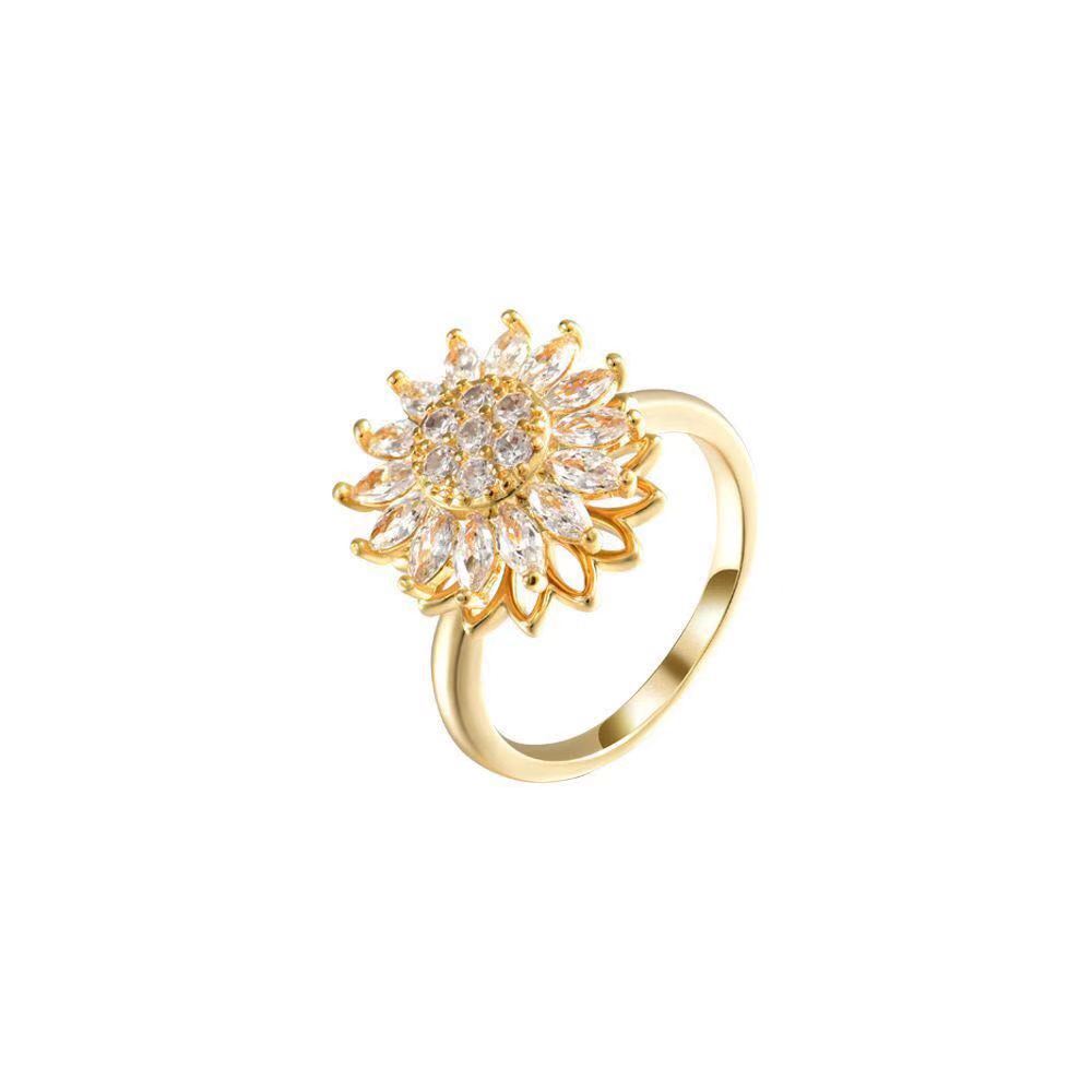 Anillo Giratorio de Girasol para Alivio de Ansiedad (Mujeres)