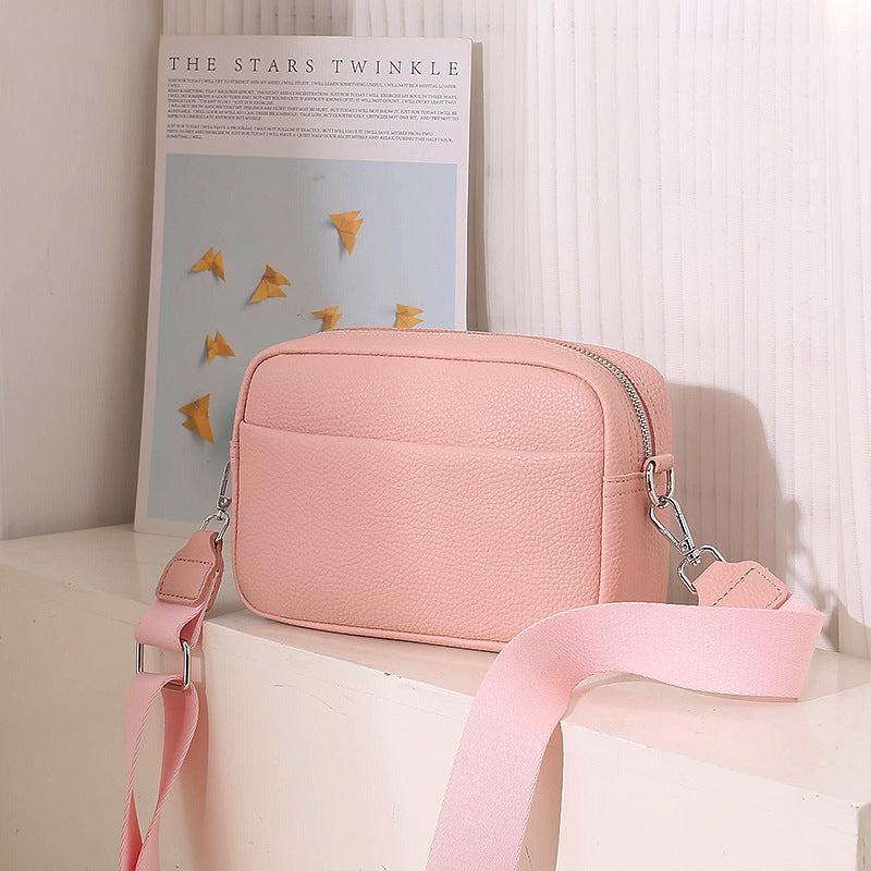 Bolso Bandolera de Color Sólido para Mujeres con Correa Ancha