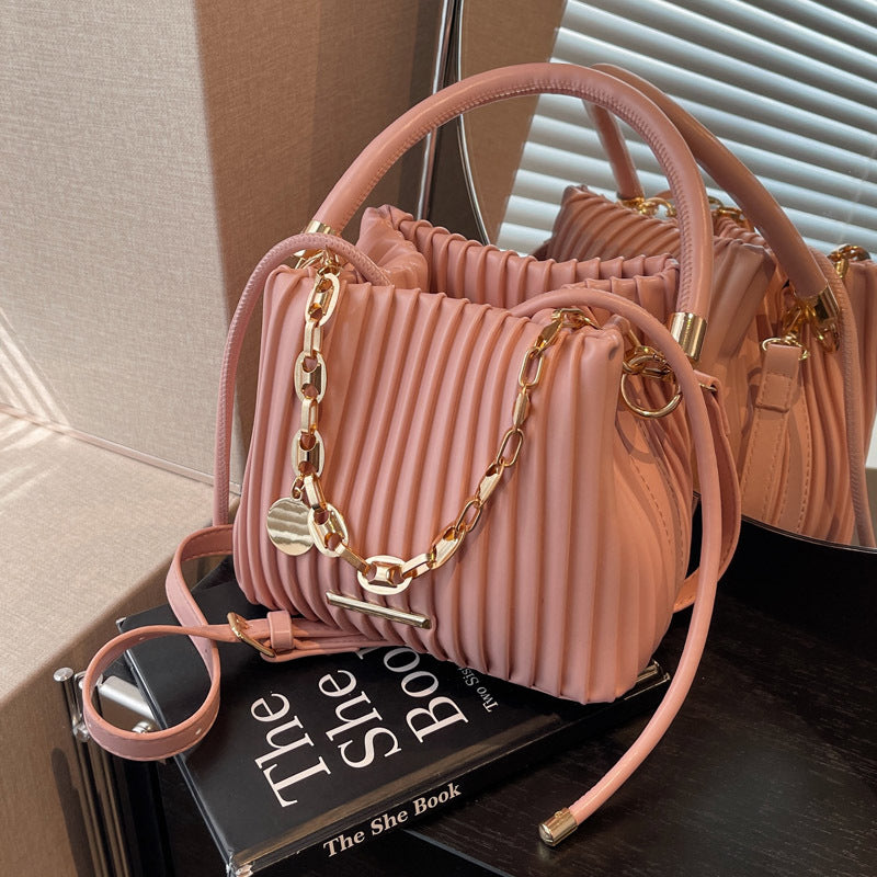 Bolso Bandolera de Cadena Plisada y Moda para Mujer