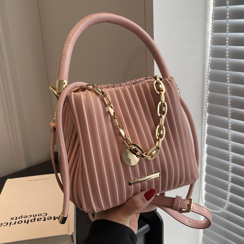 Bolso Bandolera de Cadena Plisada y Moda para Mujer