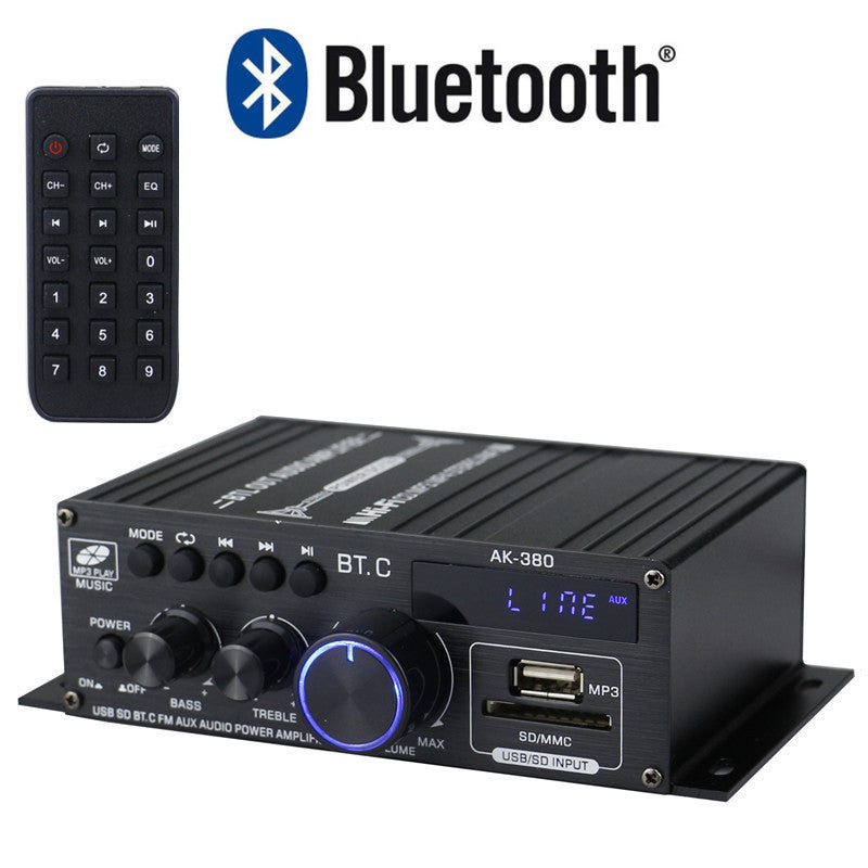 Amplificador de Potencia AK380 Bluetooth para Auto y Hogar de 12V