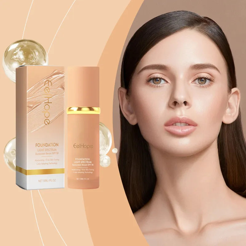 Base de Maquillaje Líquida con Cambio de Temperatura, Natural, Ligera, Corrector y Hidratante