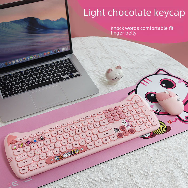 Set de Teclado y Ratón Inalámbrico para Chicas (Estilo Punk)