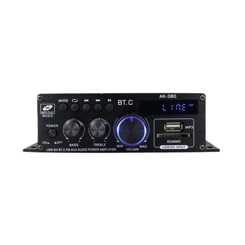 Amplificador de Potencia AK380 Bluetooth para Auto y Hogar de 12V