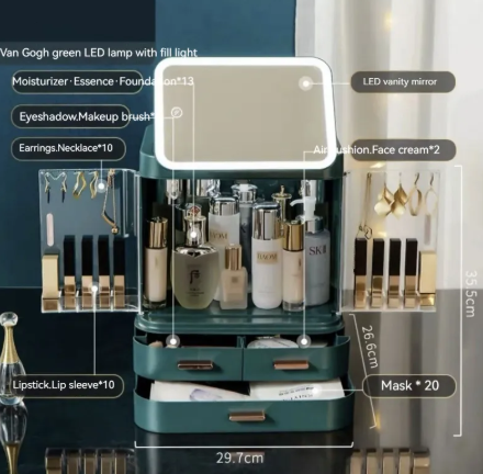 Caja de Almacenamiento de Maquillaje con Espejo Iluminado