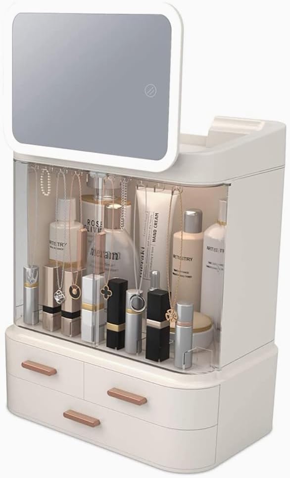 Caja de Almacenamiento de Maquillaje con Espejo Iluminado