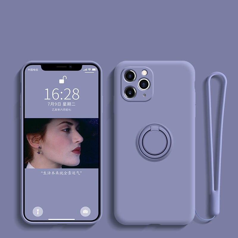 Funda de Silicona Líquida con Soporte Anular - Diseño Compatible
