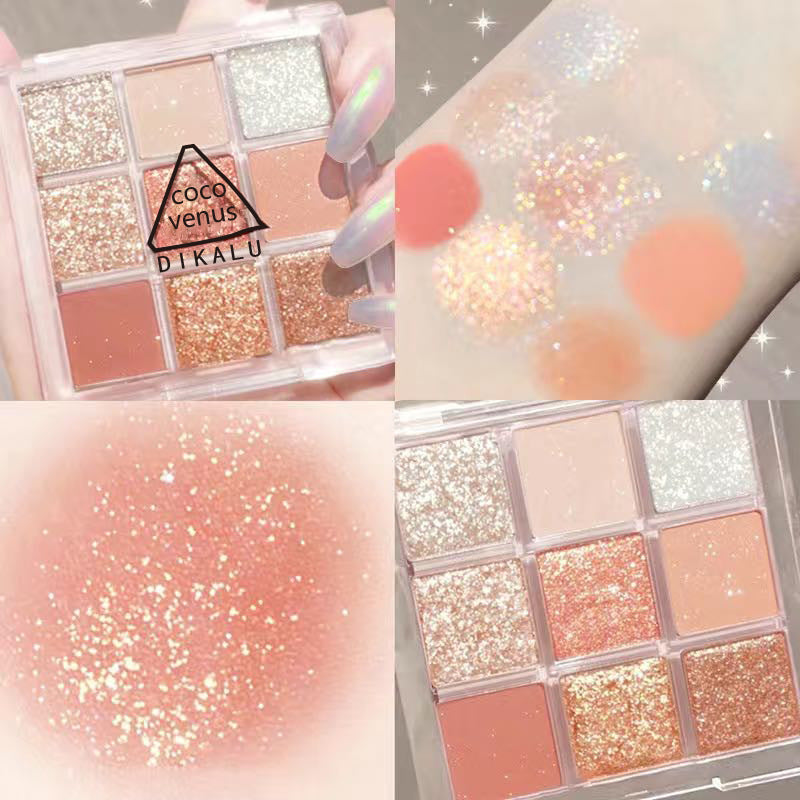Paleta de Sombras Nueve Colores DIKALU Brillo Atardecer