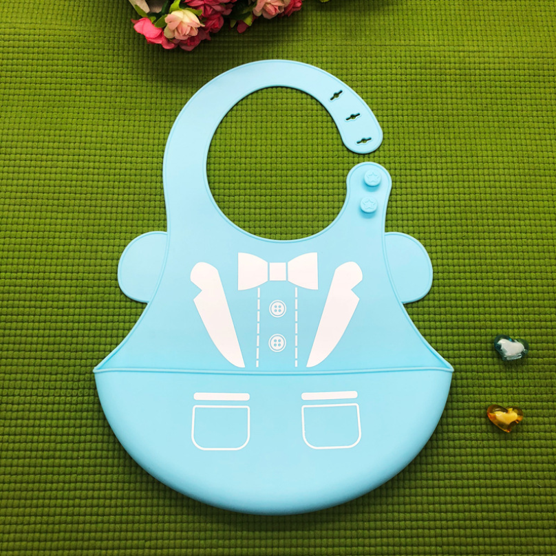 Baberos de Silicona Impermeables y Ajustables con Dibujos Animados para Niños