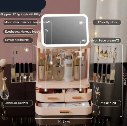 Caja de Almacenamiento de Maquillaje con Espejo Iluminado