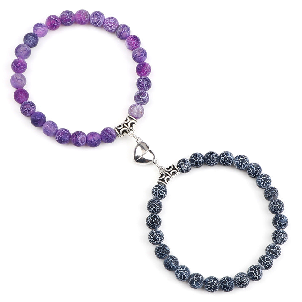 Pulsera Magnética para Parejas con Ojo de Tigre y Cierre de Corazón