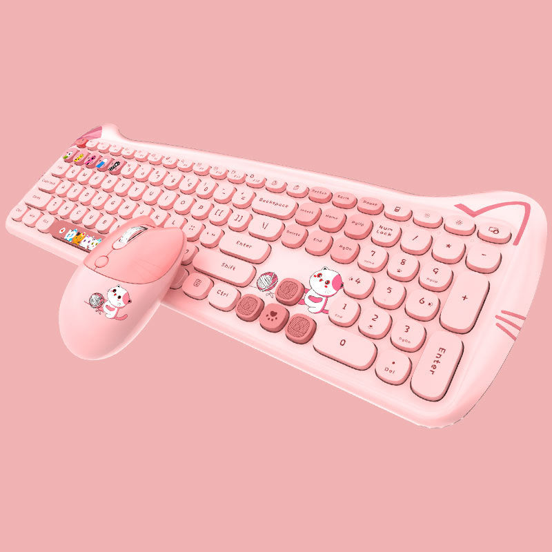 Set de Teclado y Ratón Inalámbrico para Chicas (Estilo Punk)