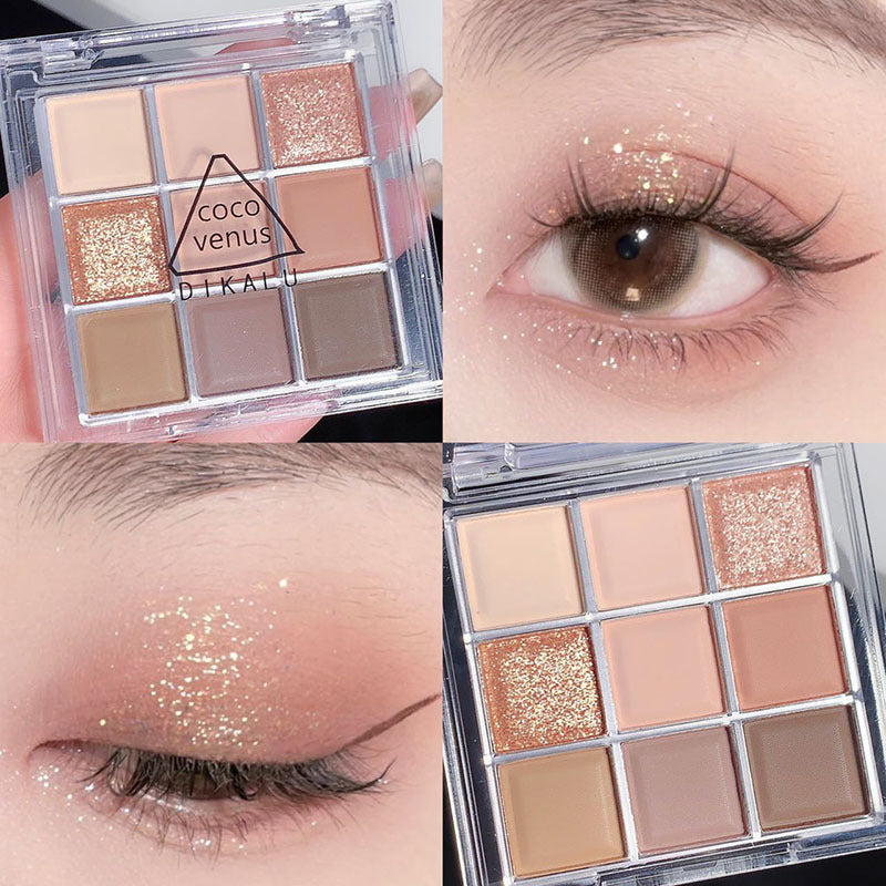 Paleta de Sombras Nueve Colores DIKALU Brillo Atardecer