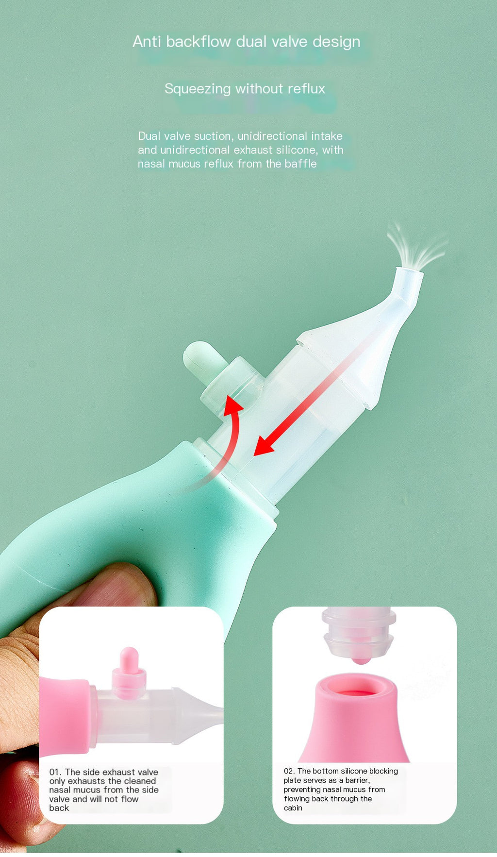 Aspirador Nasal Antirreflujo para Bebés