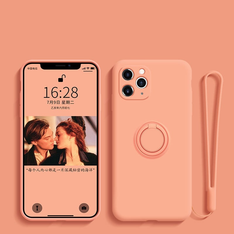 Funda de Silicona Líquida con Soporte Anular - Diseño Compatible