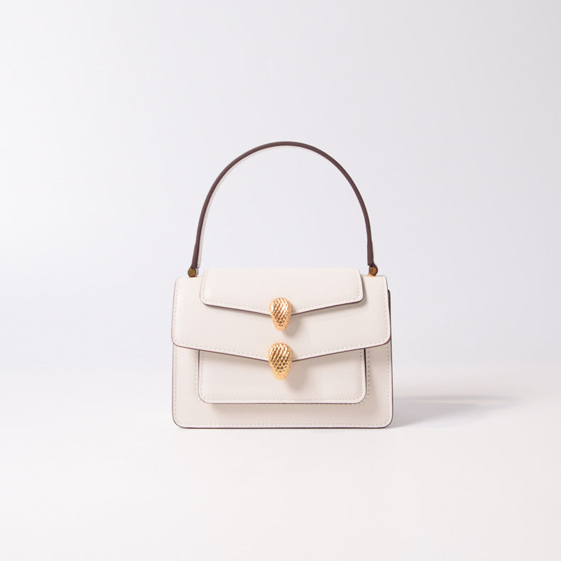 Bolso de Mano con Cadena y Cabeza de Serpiente en Cuero, Moda 2020