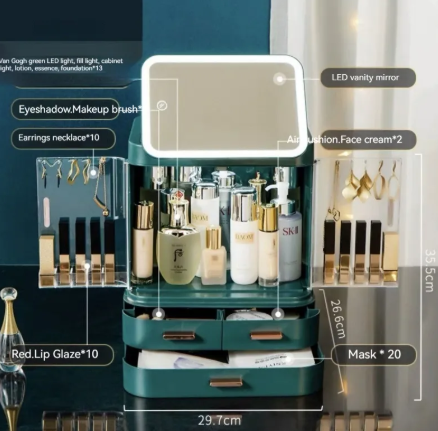 Caja de Almacenamiento de Maquillaje con Espejo Iluminado