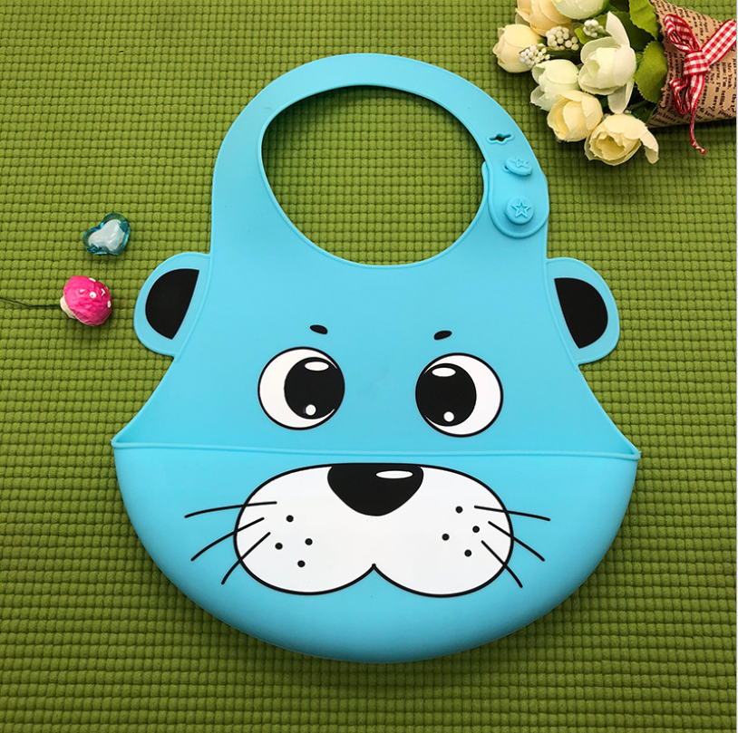 Baberos de Silicona Impermeables y Ajustables con Dibujos Animados para Niños