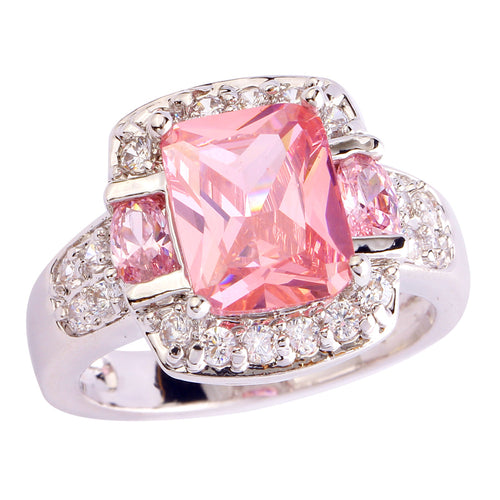 Anillo de Zircón Púrpura Vintage con Baño de Plata y Platino