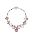 Pulsera de Mujer con Colgante de Corazón y Perlas de Cristal Rosa para Hacerlo Tú Misma