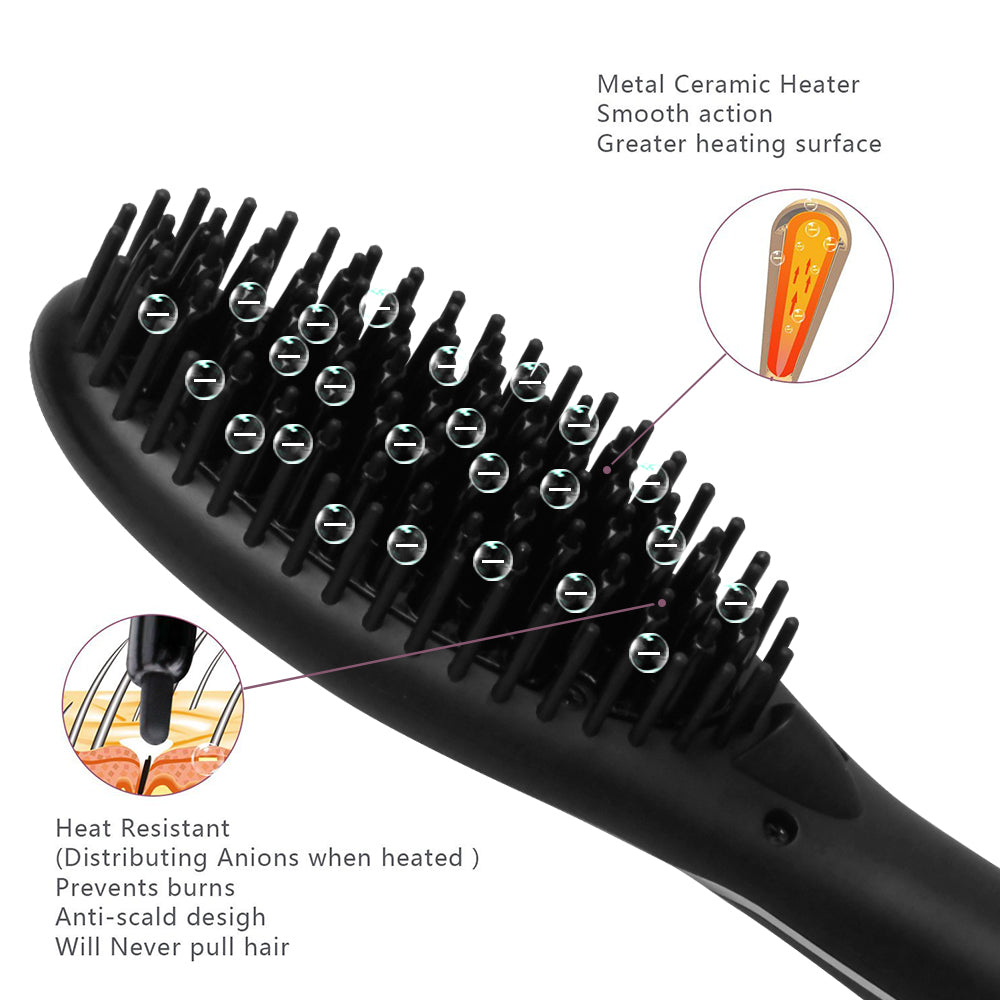 Combo de Peine Alisador Iónico y Rizador de Cabello