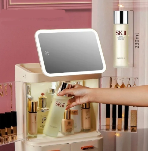 Caja de Almacenamiento de Maquillaje con Espejo Iluminado