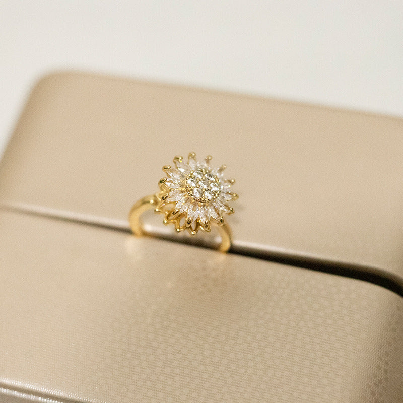 Anillo Giratorio de Girasol para Alivio de Ansiedad (Mujeres)