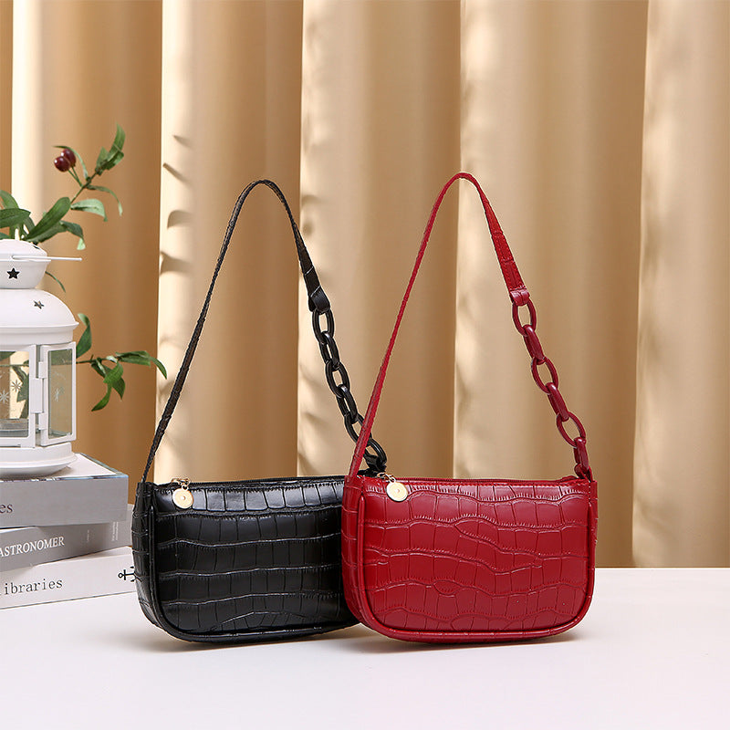 Bolso de Hombro para Mujer Diseño de Cocodrilo con Cadena