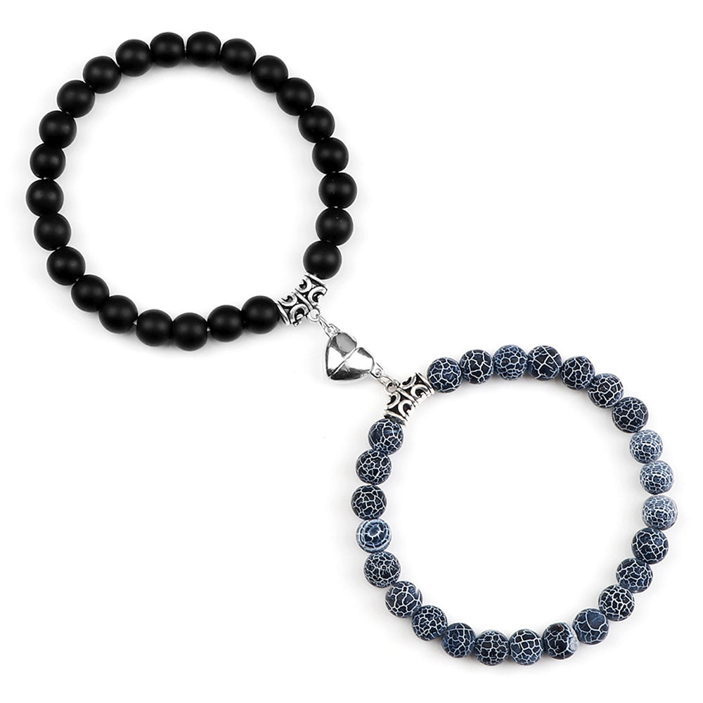 Pulsera Magnética para Parejas con Ojo de Tigre y Cierre de Corazón