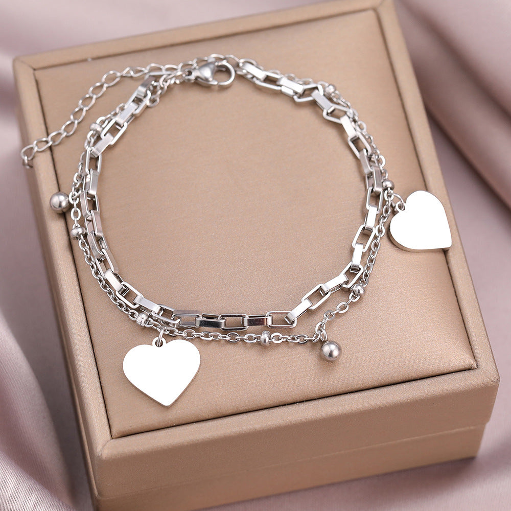 Pulsera de Pareja con Diseño Vintage de Doble Corazón