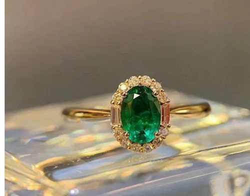 Anillo de Lujo Natural de Esmeralda en Plata Esterlina 925