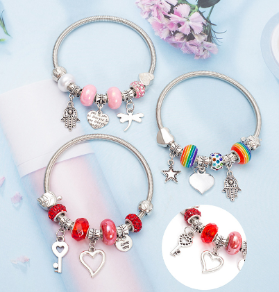 Pulsera para Parejas con Colgante de Arcoíris Vintage DIY
