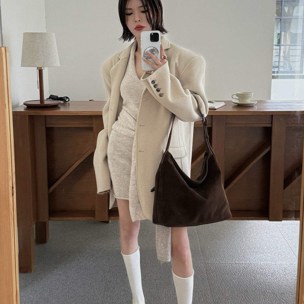 Bolso Cubo de Ante Mate de Moda