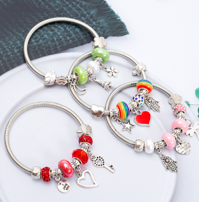 Pulsera para Parejas con Colgante de Arcoíris Vintage DIY