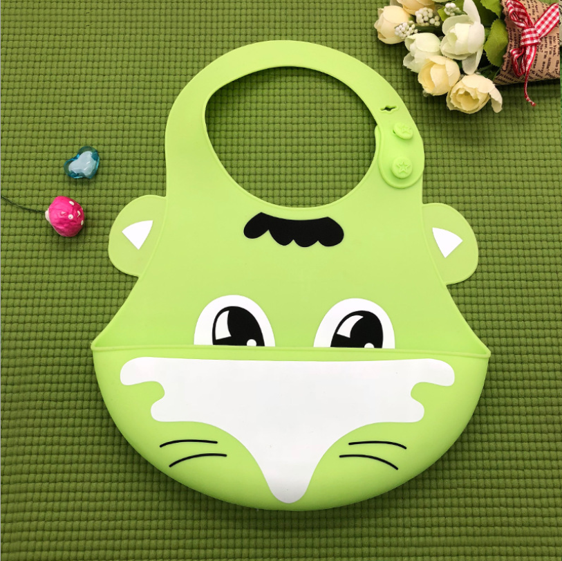 Baberos de Silicona Impermeables y Ajustables con Dibujos Animados para Niños