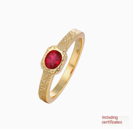 Anillo de Plata 925 Martillado con Gema de Sangre de Paloma