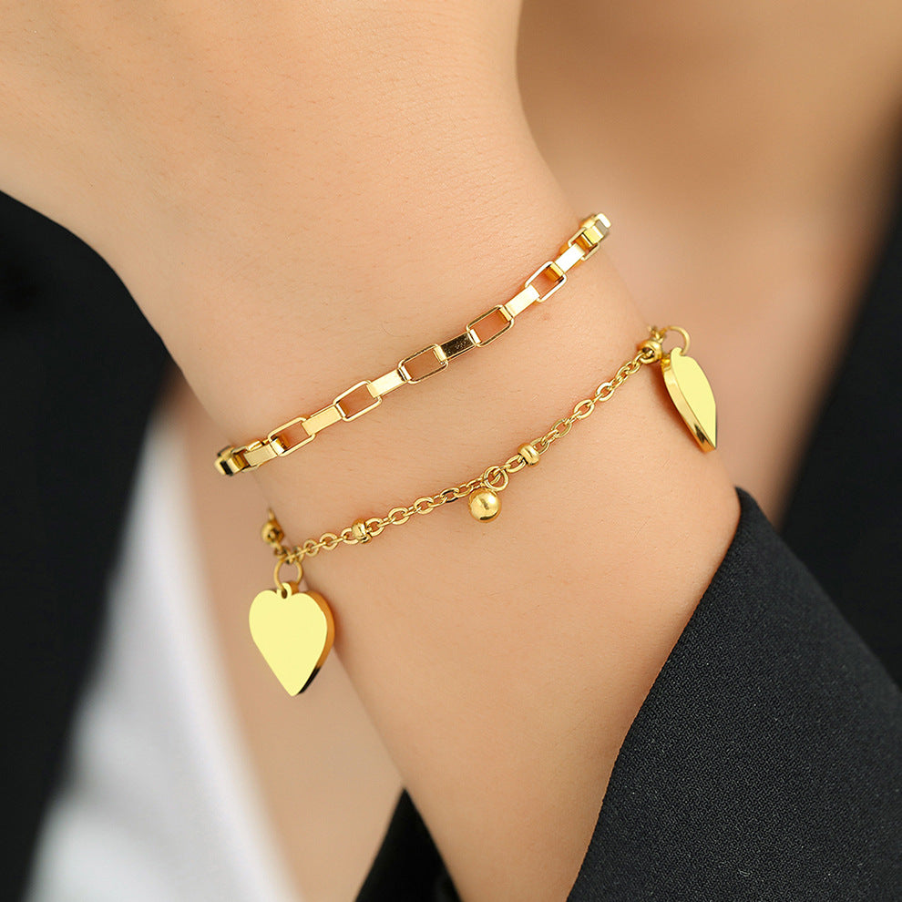 Pulsera de Pareja con Diseño Vintage de Doble Corazón