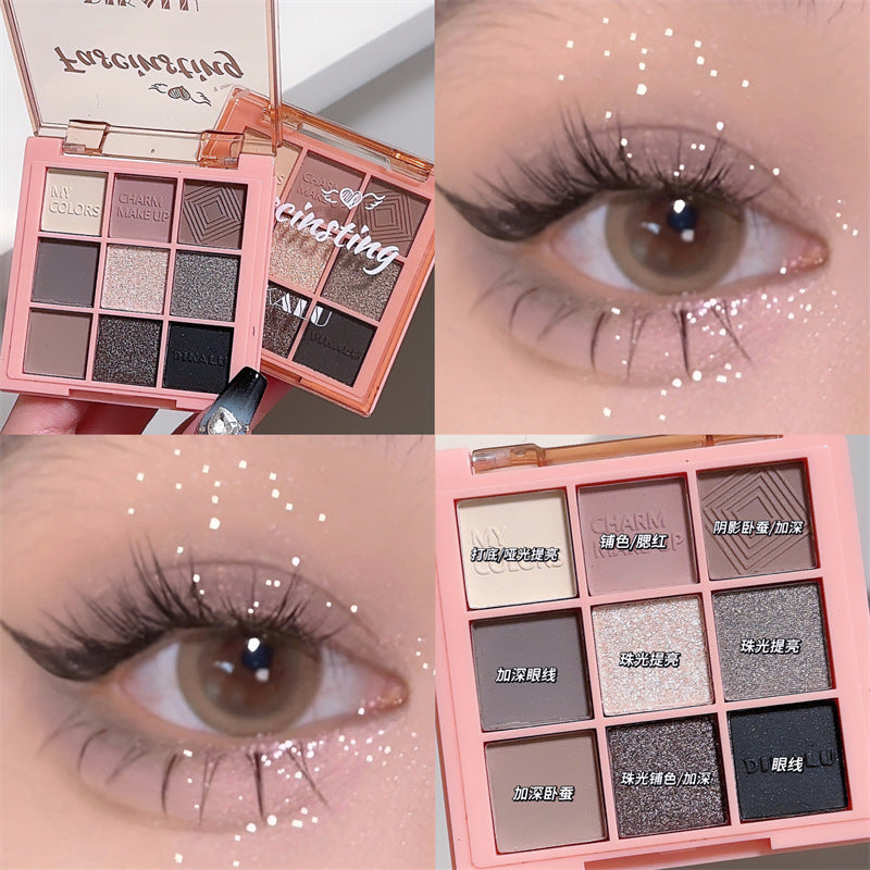 Paleta de Sombras Nueve Colores DIKALU Brillo Atardecer