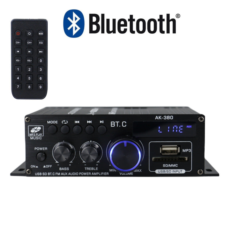 Amplificador de Potencia AK380 Bluetooth para Auto y Hogar de 12V