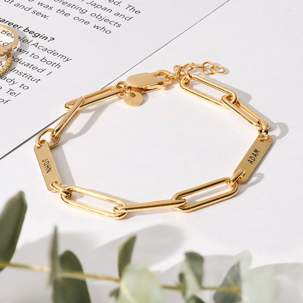 Pulsera de Cadena Rectangular Personalizable DIY Multi Nombre