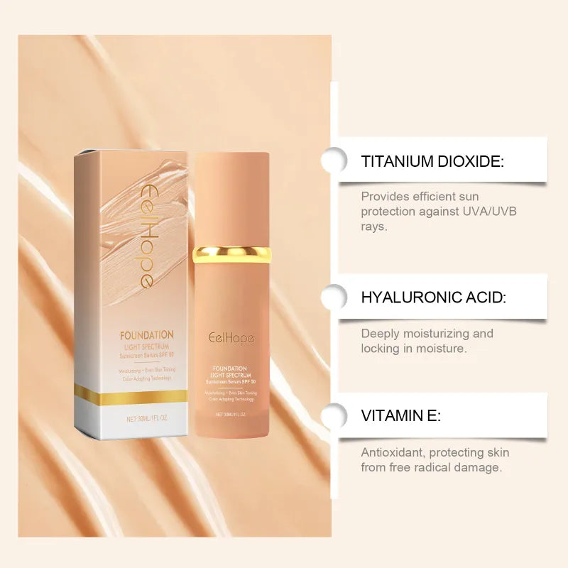 Base de Maquillaje Líquida con Cambio de Temperatura, Natural, Ligera, Corrector y Hidratante