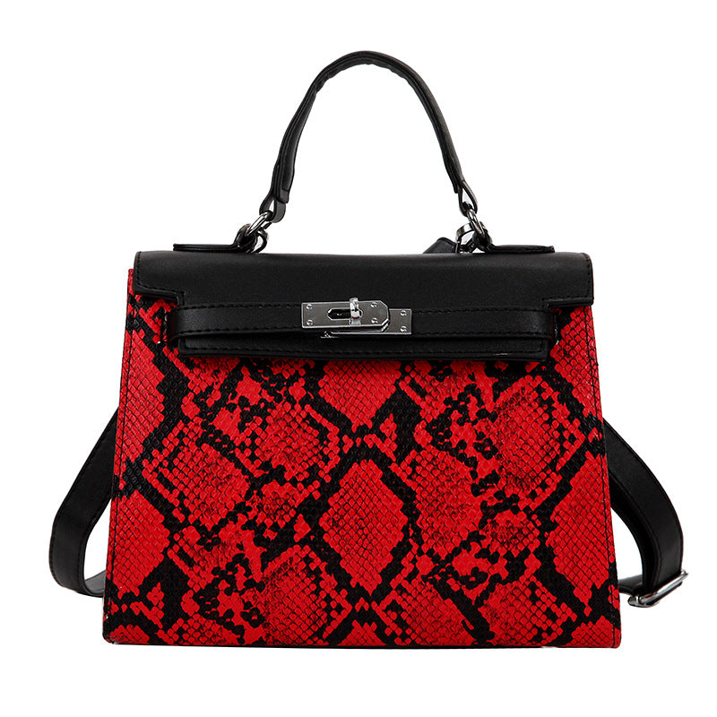 Bolso de Mano y Bandolera de Platino con Estampado de Serpiente a la Moda