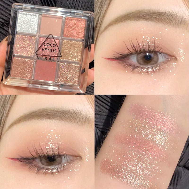 Paleta de Sombras Nueve Colores DIKALU Brillo Atardecer