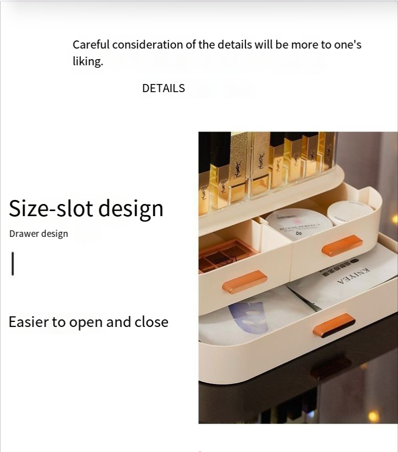 Caja de Almacenamiento de Cosméticos con Espejo Integrado
