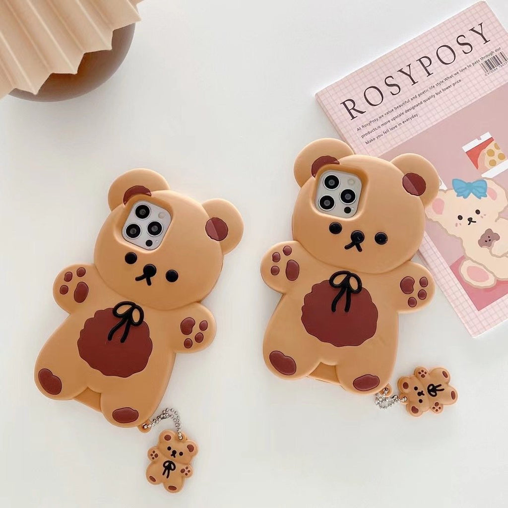 Funda de Teléfono de Silicona Suave con Diseño de Oso de Peluche